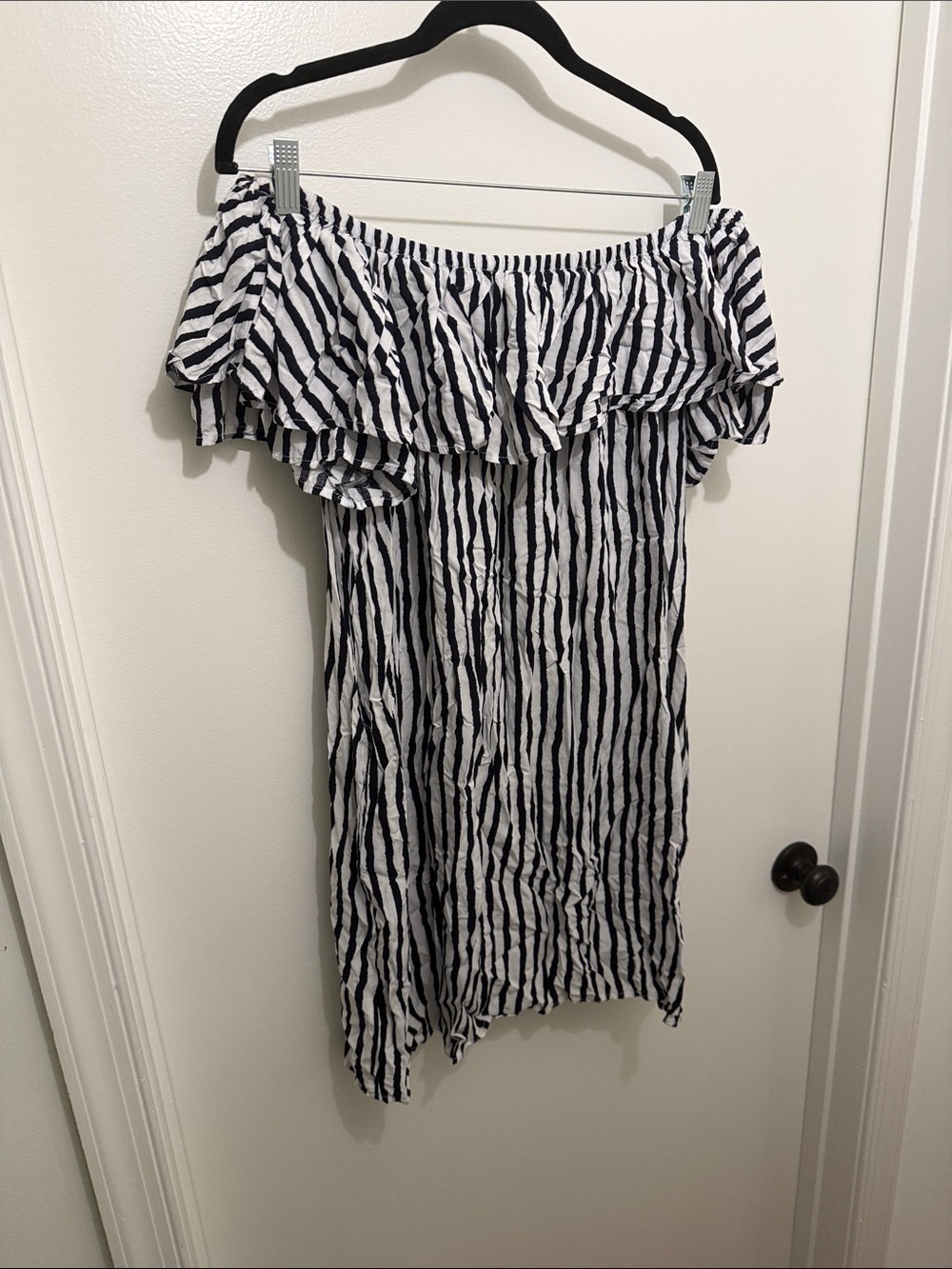 Grace Elements Black and White Striped Off-Shoulder Top